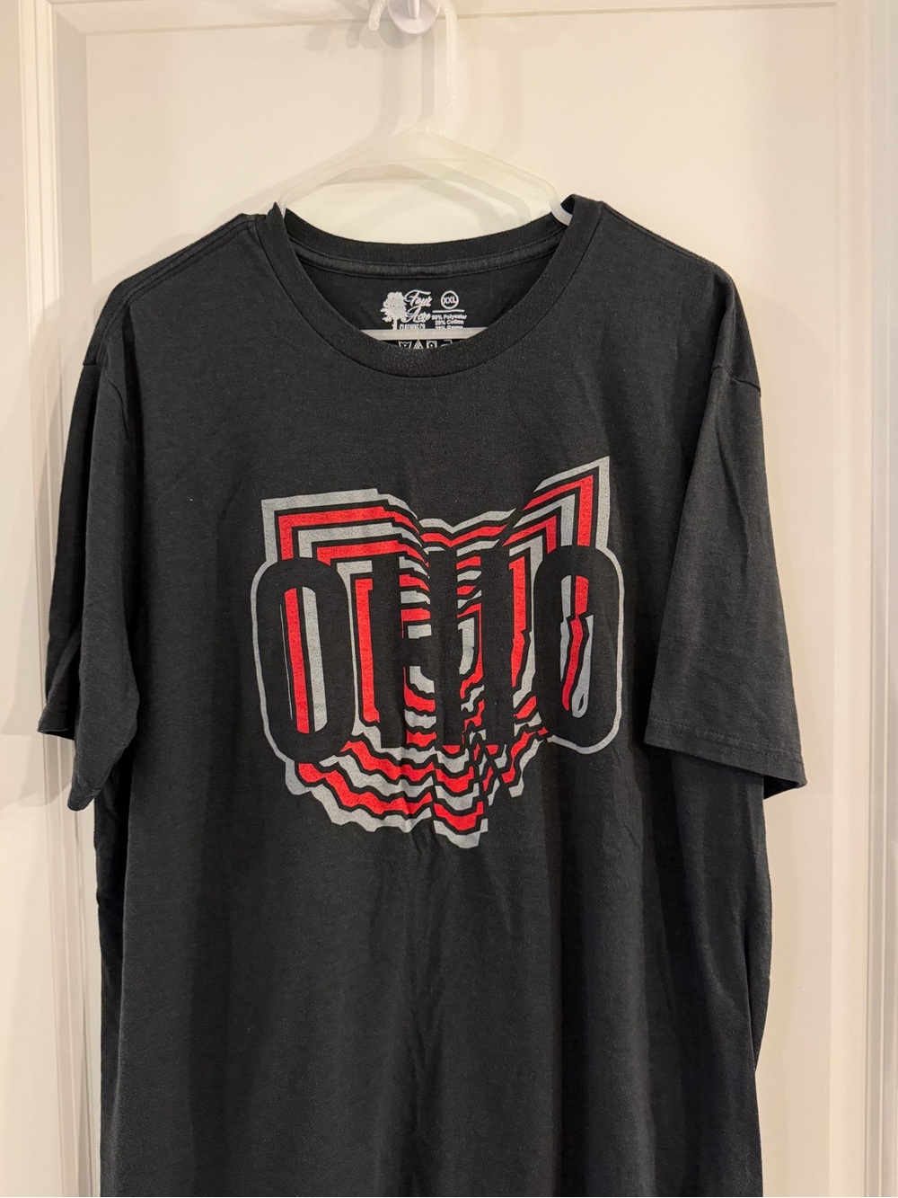 Black Ohio State Graphic Short Sleeve Tee with Red Accent